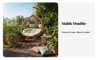 Rocking and Reclining Oval-Shaped Basket Chair Includes Cushions Freestanding Oval Pod Stable Structure Swing Seat Cushiony Cushioning for Families, Homeowners, Balcony, Bedroom, Outdoor, Indoors