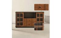Side Cabinet Vintage Storage Cabinet with Glass Doors Sideboard for Living Room, Hallway