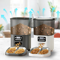 Automatic Pet Feeder Detachable & Easy to Clean Double Bowl Pet Feeder Portion Control Large Capacity Food Dispenser for Vacation, Travel