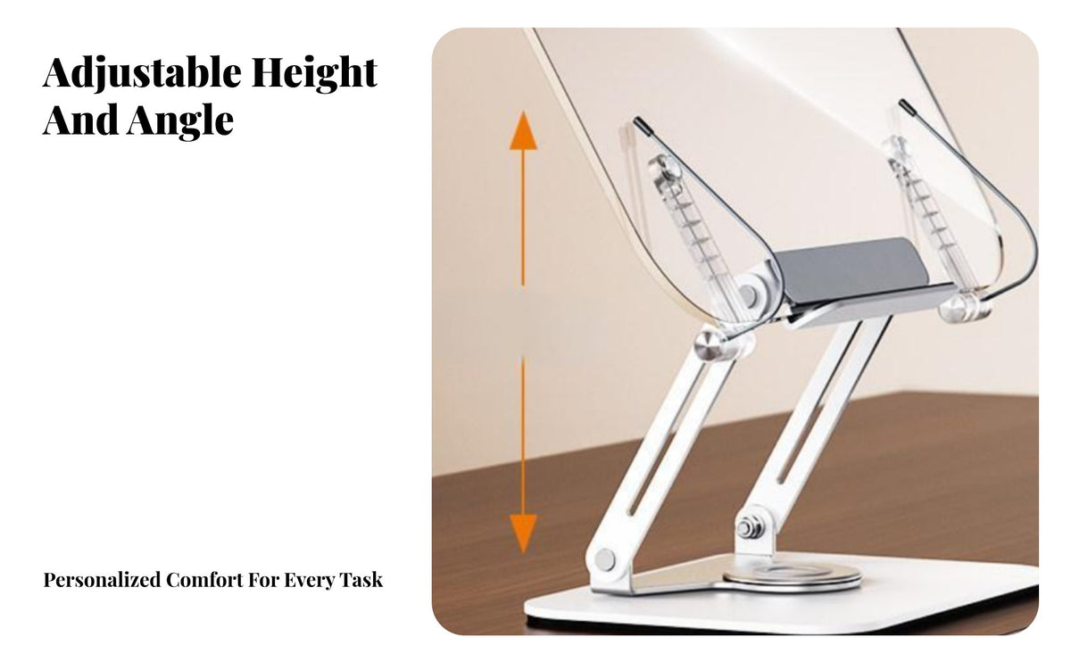 360-Degree Rotation Adjustable Reading Stand Transparent Panel Swiveling Reading Easel Multi-Functional Book Holder Hands-Hands-off Use for Students, Musicians, Study Room, Bedroom, Library, Kitchen