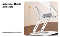 360-Degree Rotation Adjustable Reading Stand Transparent Panel Swiveling Reading Easel Multi-Functional Book Holder Hands-Hands-off Use for Students, Musicians, Study Room, Bedroom, Library, Kitchen