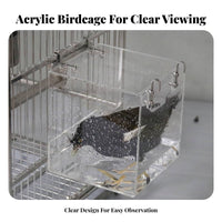 Bird Bath Box Easy to Clean Transparent Cage Bird Bath No-Leak Design Parrot Bathing Tub for Cockatiels, Small Birds, Aviary, Indoors, Home