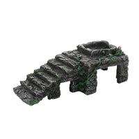Textured Hideout with Basking Platform Hollow Reptile Hide Cave Resin Terrarium Cave Natural for Reptiles, Lizards, Turtles, Terrariums, Aquariums
