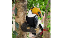 Realistic Design Toucan Statue Vibrant Colors Resin Bird Sculpture Weather Resistant for Garden, Patio