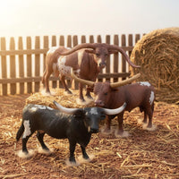 Texas Horned Bull Models Hand-Painted Texas Horned Bull Figures Realistic Cattle Figures for Kids, Collectors, Classroom