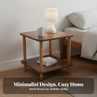 Space-Saving Design Multi-Tier Bedside Table Sturdy Legs Bedside Table with Shelf Thickened Board Modern Wooden Leg Nightstand Easy Assembly for Homeowners, Young Adults, Students, Rental Apartment, Living Room, Reading Nook, Office