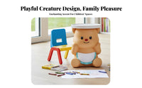 Creative Styling Bear-Shaped Storage Cabinet Original Design Bedside Storage Cabinet Multifunctional Nightstand Built-in Bluetooth Speaker for Children, Toddlers, Homeowners, kid's Room, Nursery, Playroom