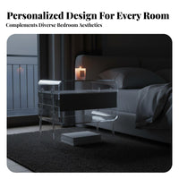 Minimalist design Fluted Drawer End Table Modern Design Nightstand Integrated Storage Bedside Cabinet Easy Assembly for Homeowners, Adults, Students, Guest Room, Home Office