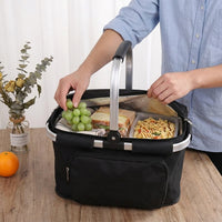 Lunch Box Cool Bag for Car and Picnic Basket, Foldable Oxford Cloth Shopping Bags for Meal Prep, Takeaway Hot Cold Handheld Portable Carrier