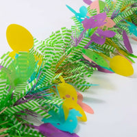 Easter Egg Garland Festive Design Easter Tinsel Garland Shiny Colorful Egg Streamer for Party Planners, Families, Wall Hanging, Indoor, Classroom