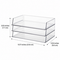 Stackable Desktop Storage Desk Organiser, 2L Transparent PET Stationary Organiser, Pencil Holder for Study Areas, Office Desk Tidy