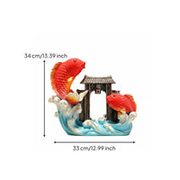 Housewarming Gift Chinese Wealth Koi Figurine Lifelike Details Fortunate Koi Figurine Hand-Painted for Business Owners, Office