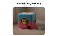 Double-Hole Cat House Portable Foldable Pet Cube Easy Assembly Foldable Cat Cube for Small Dogs, Kittens, Travel