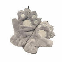 Hanging Neck Strap Cat Paw Gloves Soft and Soft Fuzzy Bear Claw Mittens Fleece Lined for Women, Children, Cycling, Outdoor, Costume Parties