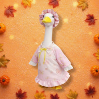 Lawn Goose Outfit Pink Ruffled Design Charming Look for Porch Display