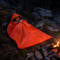 Emergency Thermal Rain Poncho with Whistle and Storage Bag for Outdoor Camping Hiking Survival