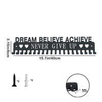 Metal Medal Hanger Rack Easy Installation Wall Mounted Medal Holder Motivational Slogan Athletic Awards Awards Display for Runners, Kids, Living Room