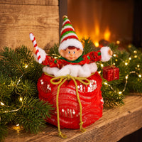 Christmas Elf Stuffed Toy Sequined Elf Stuffed with Candy Cane  for Shelf