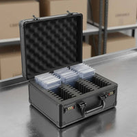 Black Aluminum Carrying Case Portable Aluminum Tool Case Foam Padded Storage for Travel, Workshop