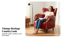 USA-inspired Country design Upholstered high-spine wing chair Armchair Comfortable Upholstered high-spine wing chair High spine Support Single Sofa Thick paddinged Seat for Homeowners, Professionals, Readers