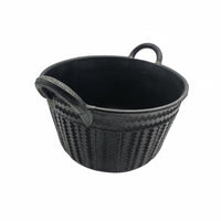 Black Rubber Bucket Open Top Woven-Texture Bucket Nestable Utility Container for Construction Tasks