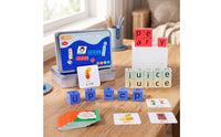 Letter Matching Game Hands-on Spelling Toy with Storage Tin Alphabet Blocks with Tin Portable Letter Cubes Game Compact
