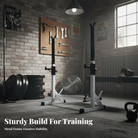 Heavy Duty Construction Adjustable Squat Rack Anti-Slip Feet Weight Bench Squat Rack Space Saving Multi-Function Workout Station for Men, Fitness Enthusiasts, Home Gym