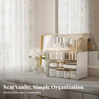 Desktop Makeup organizer with Drawers particle-proofresistant Multi-Compartment cosmetics organizer