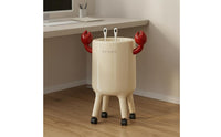 Compact Rolling Trash Bin Wheeled Covered Trash Bin Rounded Cylindrical Waste Basket Glossy