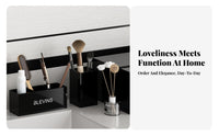 Lidded Brush Holder with beads Transparent Design Cosmetic Organizer Clear View