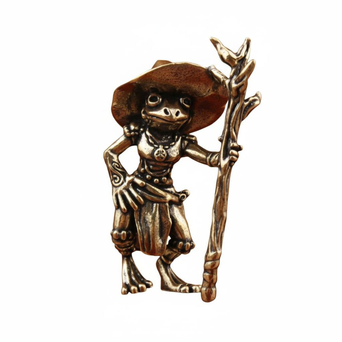 Retro Design Mini Brass Frog Figurine Detailed Craftsmanship Brass Frog Statue Creative Design Vintage Toad Statue Long-Lasting for Collectors, Desktop, Car Interior, Office, Bookshelf