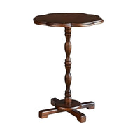 sturdy Wood Construction Scalloped border Table French French-inspired Indoor Furnishing floral-lobeShaped Top Household Furniture Vintage Design for Interior Decorators, Apartment Dwellers, Balcony, Living Room, Entryway, perusing corner