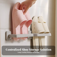 Wall Mounted Slipper Rack Drill Washroom Shoe Organizer Space-Saving Wall Mounted Shoe Rack for Renters, Homeowners, Bedroom, Closet, Behind Door