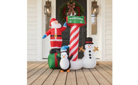 Self-Inflating Inflatable Santa Scene Weather-Resistant Christmas Inflate Decoration Festive Christmas Inflatable Lighted for Homeowners, Families, Yard, Lawn, Garden, Entryway