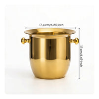 Ice Bucket Gold Ice Container Bucket with Handles Stainless Steel Beverage Chiller for Restaurant