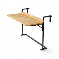 Foldable Balcony Bar Table Adjustable Railing-Mounted Table with Wood Tabletop Furniture Space-Saving Sturdy