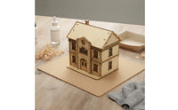 1/72 Scale European Design Building Model Handmade Gift Two-Story Headquarters Building Model Decorative Item DIY Wooden House set for Diorama