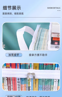 旧书收纳箱神器书本学生书架整理袋大容量收纳袋防尘透明家用防潮 加厚材质⭐黑色中号【2个】双侧提手✅防尘防潮