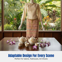 Xishuangbanna Dai Costume, Thai-Inspired Workwear, Elegant Tan Tea Dress, Artistic Photo Outfit