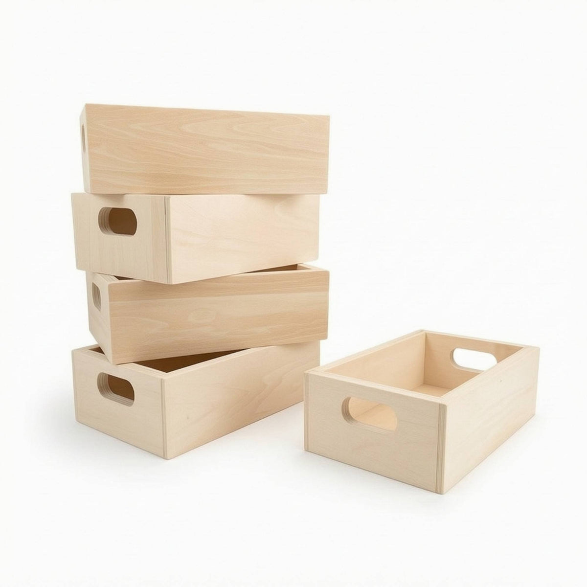 5 Pieces Wooden Boxes with Handles Farmhouse Rustic Nesting Box Sensory Play Trays Space-Saving for Children, Playrooms