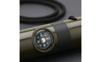 Waterproof Storage Compartment 7-in-1 Survival Whistle Lanyard Included Emergency Whistle with LED Light Compact and Portable for Camping