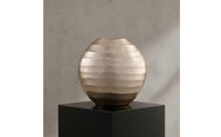 Vase with Wave Texture Lustrous Metal Vase Round for Living Room