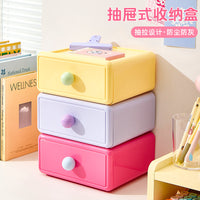 Stackable Desk Storage Box with Drawer, PP, Ins Style, Solid Color