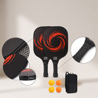 2 Pieces Fiberglass Pickleball Set with Balls 16mm Pickleball Paddles Textured Grip Rackets USAPA Approved for Adults, Beginners, Match Play, Training