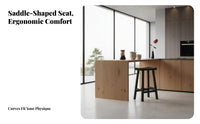 Minimalist Design Backless Saddle Stool Built-in Footrest Bar Chair Sturdy Construction Kitchen Seating Stable Frame for Homeowners, Adults, Business Owners, Pub, Cafe, Restaurant, Dining Area