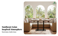 Woven Booth and Chair Set Southeast Asian Design Professional-Grade Furniture Padded Seat 500 Lb Weight Capacity