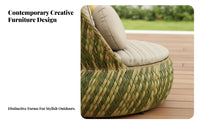 4 Pieces Woven Design Round adjustable Daybed Weather-withstandant Outdoor Furniture Waterproof Patio Seating Thickly Padded pads for Hotel Owners, entertainers, Garden, Balcony, Courtyard, Backyard