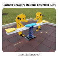 DoubleSeat creature rocking seat Two-Seater Design Playground apparatus vividly coloredly Colored coil spring toy for children, young children, Kindergarten, Schoolyard, rearyard