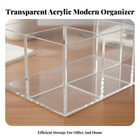 Acrylic Pen Holder Versatile Transparent Pencil Holder Clear Stationery Box for Students, Vanity, Dresser, Lavatory