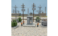 Industrial Miniature Transformer Box Compact Utility Cabinet Ribbed Scenery Grey for Dioramas